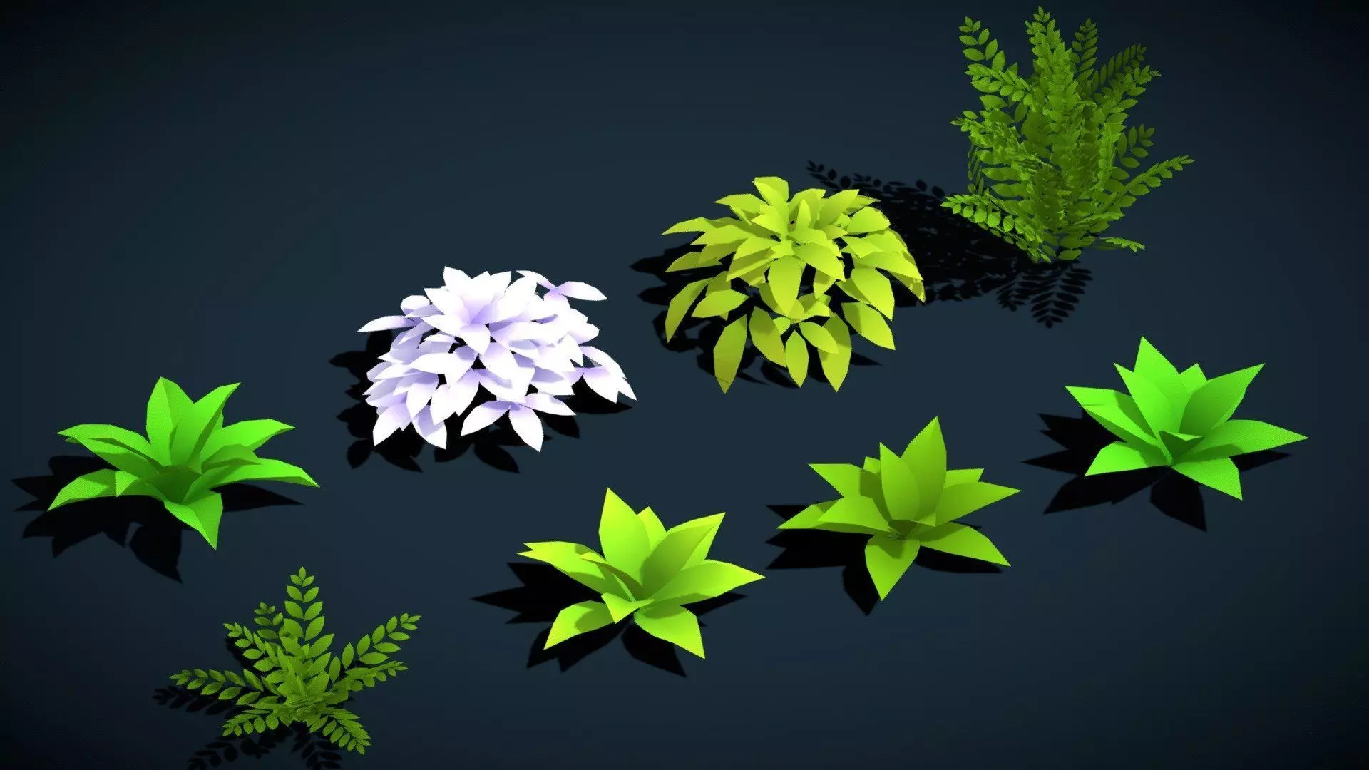 LowPoly Stylized Forest Pack Tree Bush Grass Flowers Collection Low-poly 3D model_2