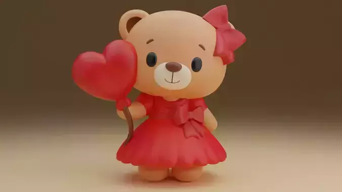 Valentine bear 65 3D print model
