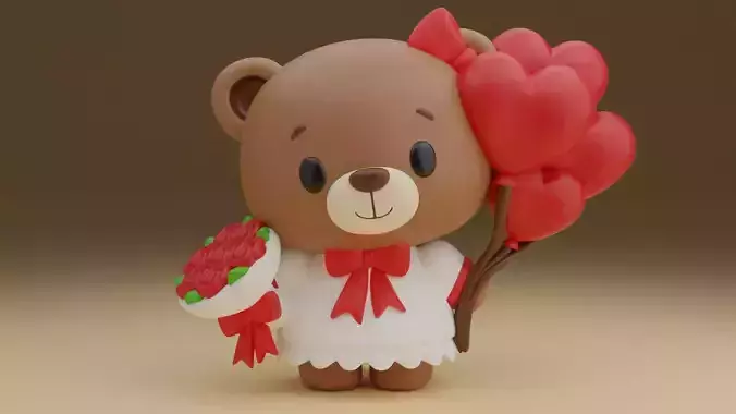 Valentine bear 63 3D print model