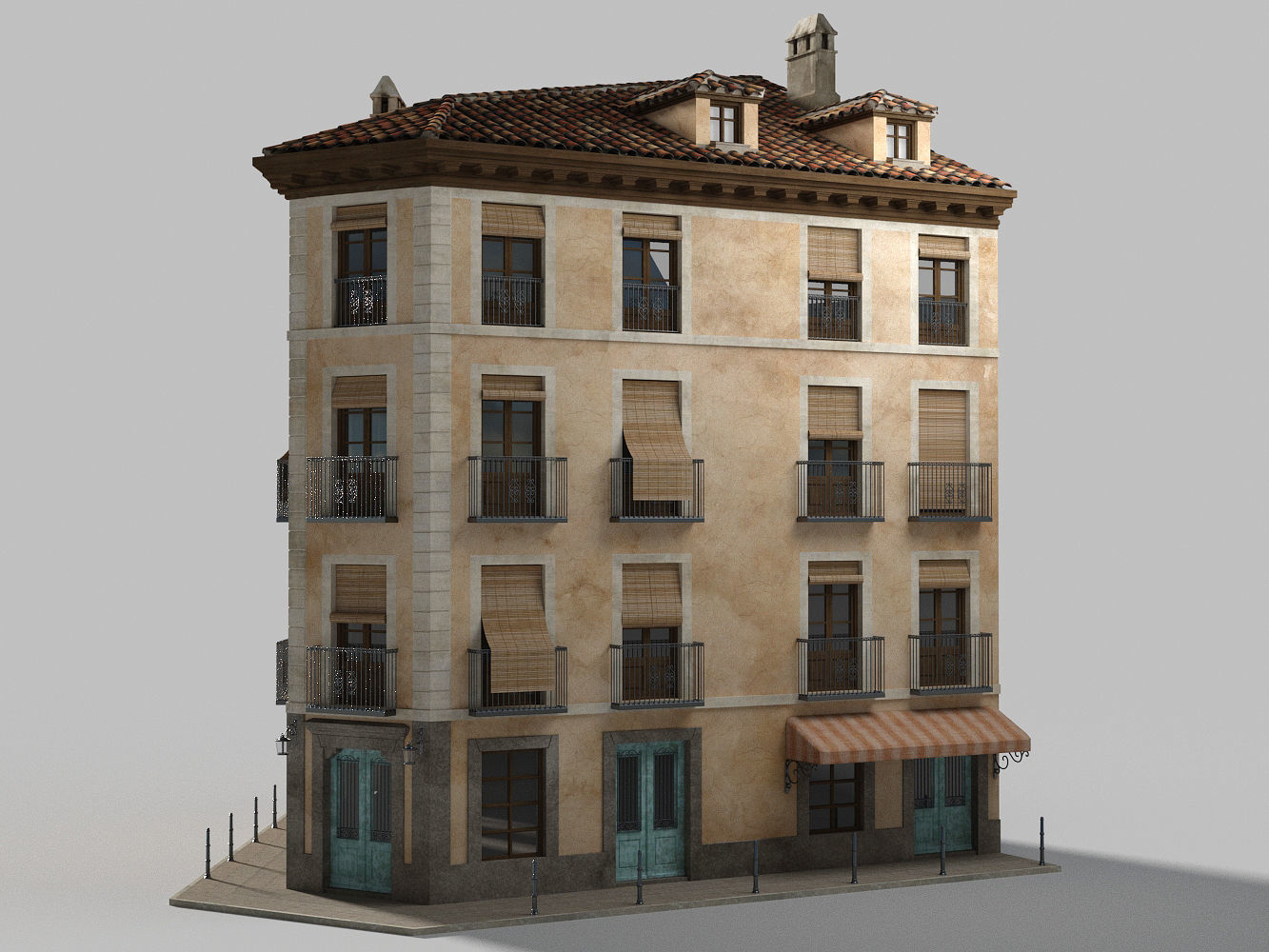 Old spanish house Low-poly 3D model_2