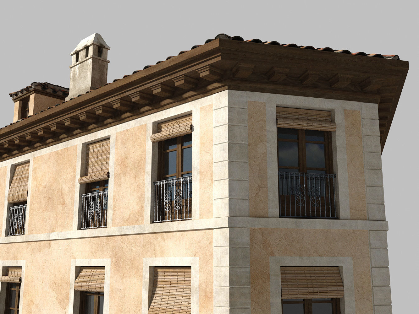Old spanish house Low-poly 3D model_4