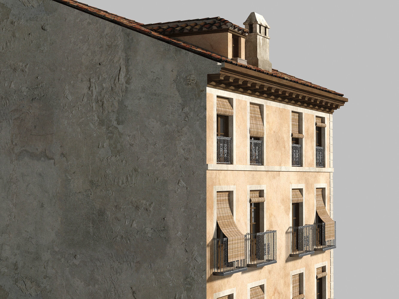 Old spanish house Low-poly 3D model_5