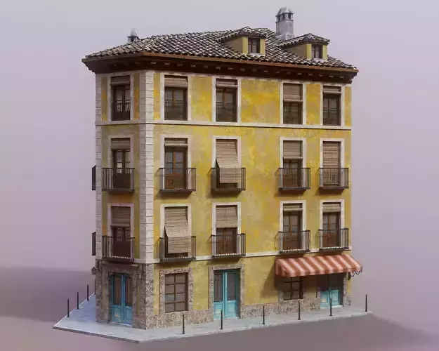 Old spanish house Low-poly 3D model
