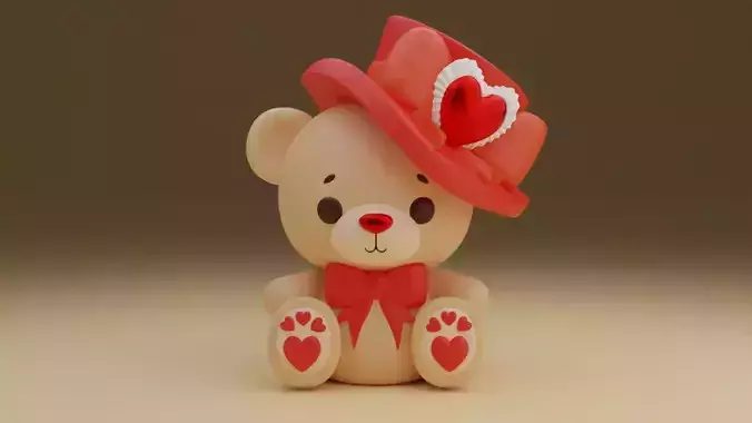Valentine bear 48 3D print model