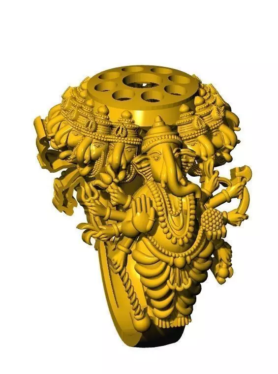ganesha ring 10 avtar desing  3D print model_1