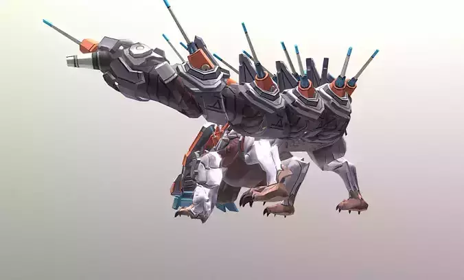 CYBORG LIZARD Reptile Tail Slam Attack fbx png