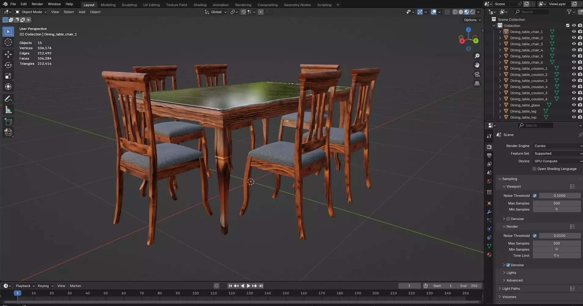 Dining set CG16 3D model_8