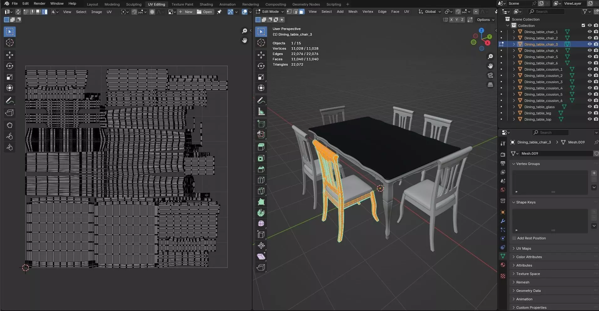 Dining set CG16 3D model_9