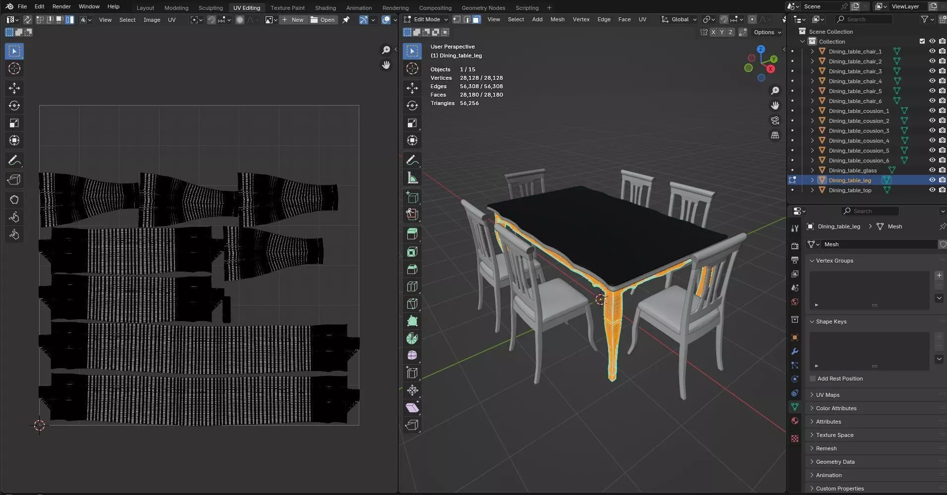 Dining set CG16 3D model_11