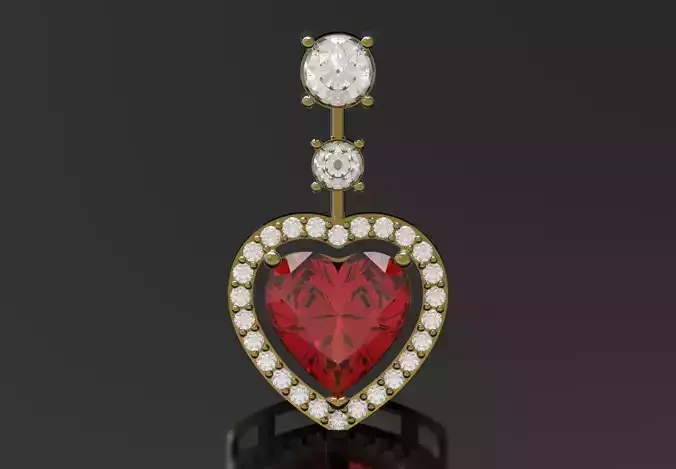 Romantic Heart Pendant with Diamond Solitaires and Halo jp0395