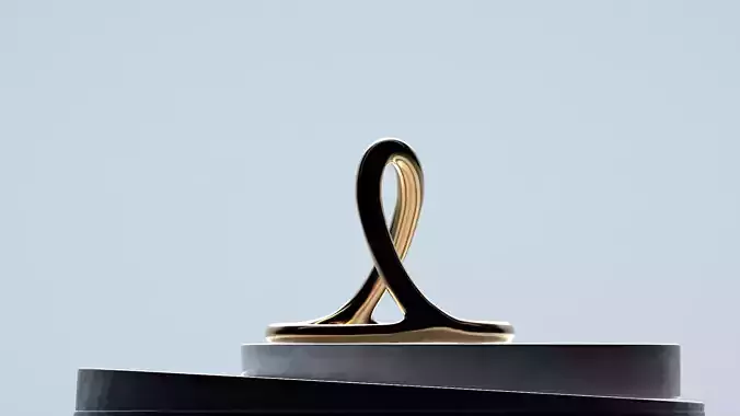 Infinity Abstract 3D Sculpture - Golden Smooth Loop