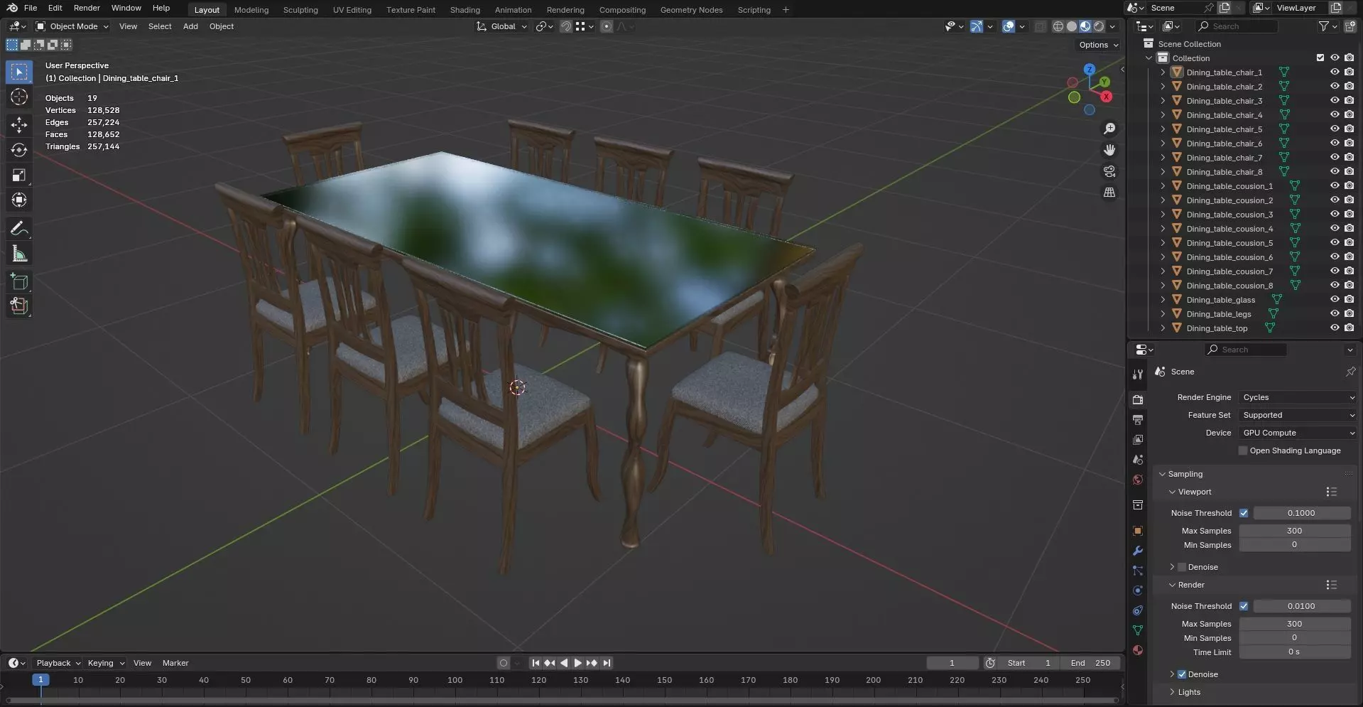 Dining set CG17 3D model_8
