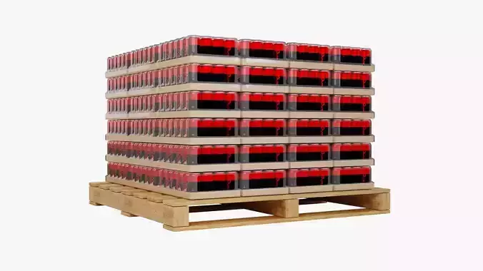 Wooden Pallet with Red Soda Cans 3D model 5