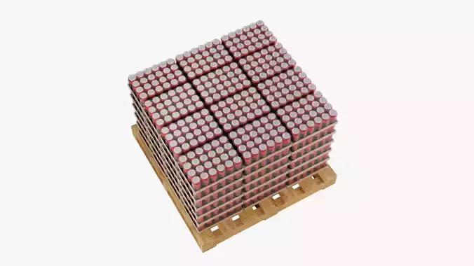 Wooden Pallet with Red Soda Cans 3D model 3