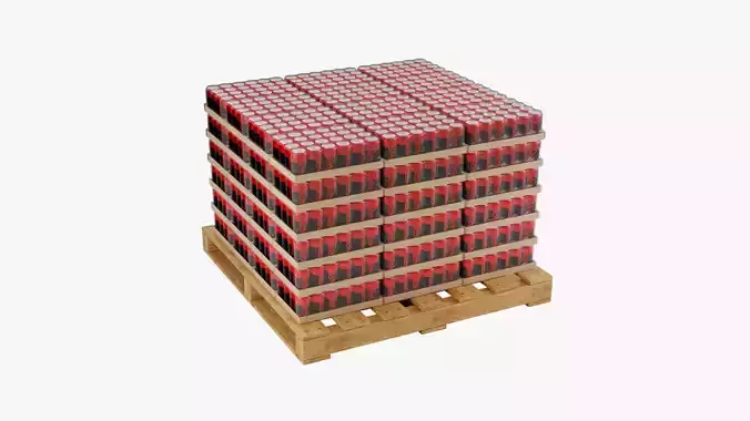 Wooden Pallet with Red Soda Cans
