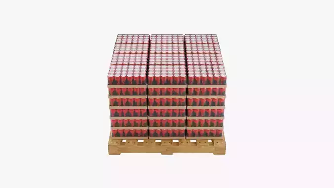 Wooden Pallet with Red Soda Cans 3D model 4