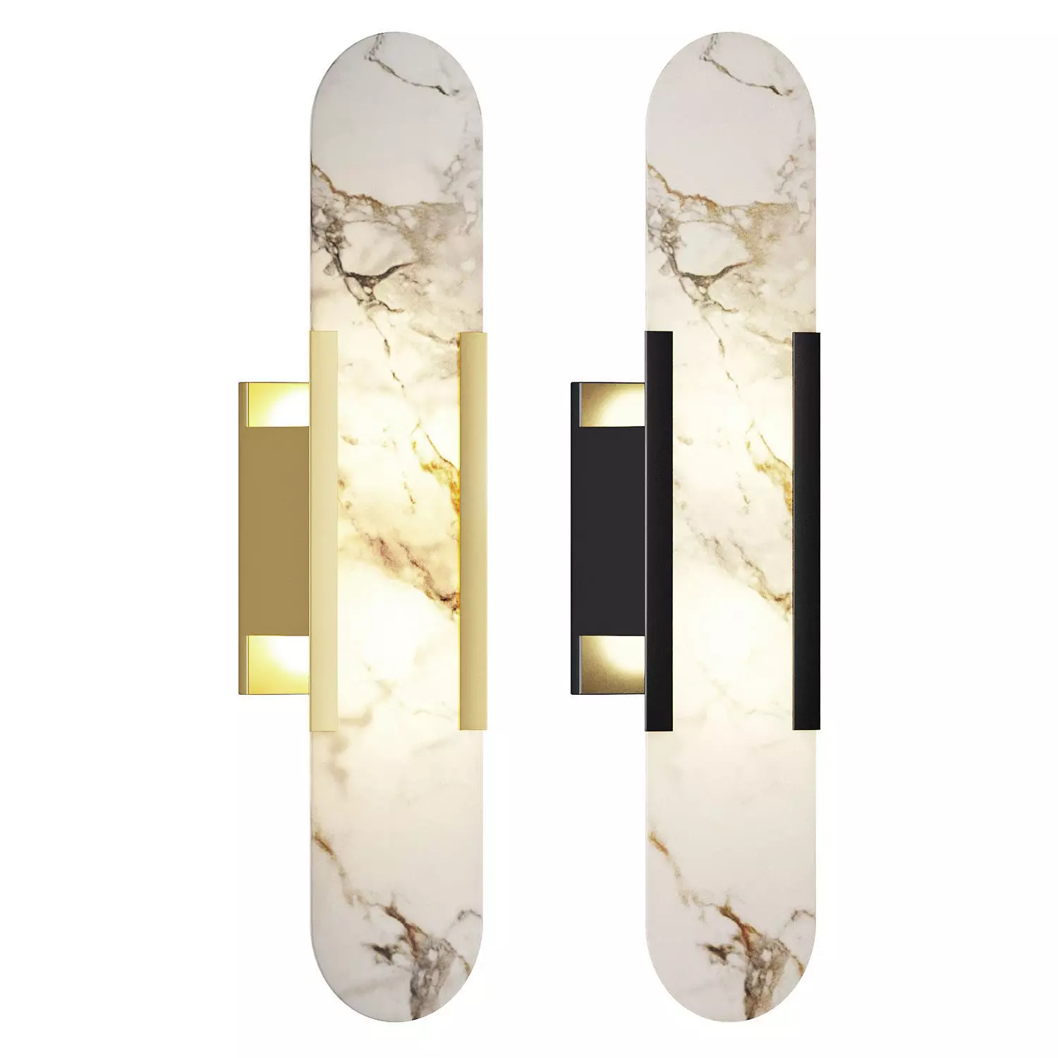 Melange Elongated Alabaster Wall Lamp 3D model_0