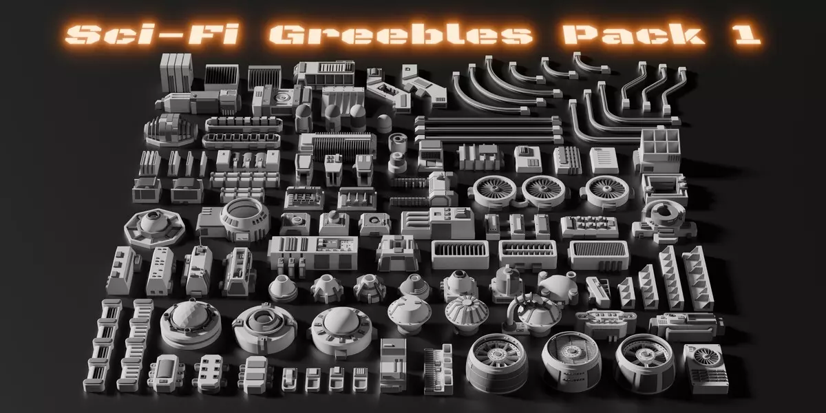 Sci Fi Greebles Pack 1 Free 3D model_0