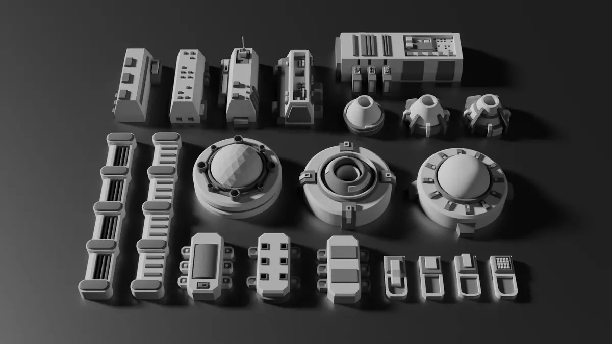 Sci Fi Greebles Pack 1 Free 3D model_3