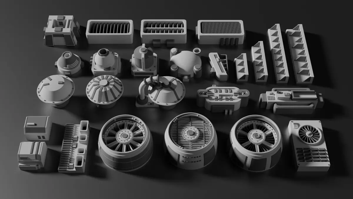 Sci Fi Greebles Pack 1 Free 3D model_2