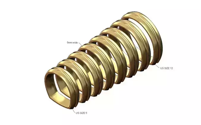 Euro shank 5mm wide comfort fit grooved band US sizes 5to12