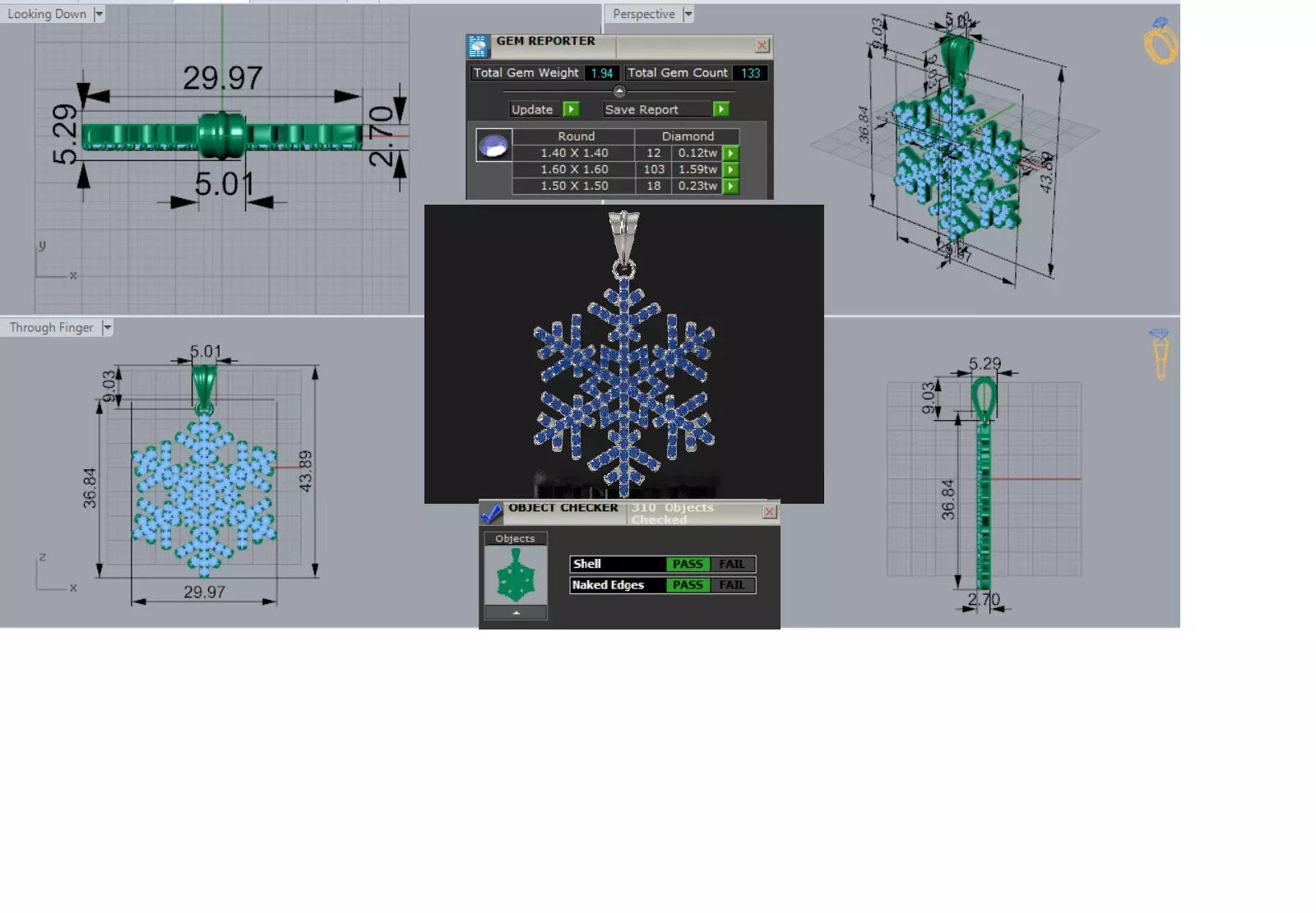 STL 3D Sapphire Snowflake gold jewelry Pendant jp0396 3D print model