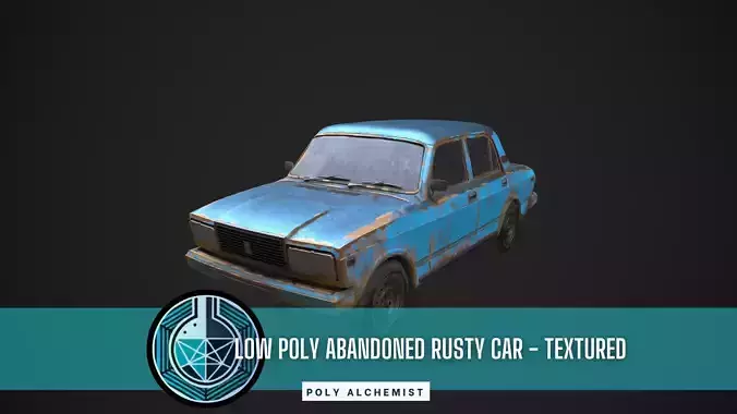 Low Poly Abandoned Rusty Car - Textured 