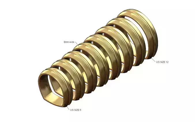 Euro shank 6mm wide comfort fit grooved band US sizes 5to12