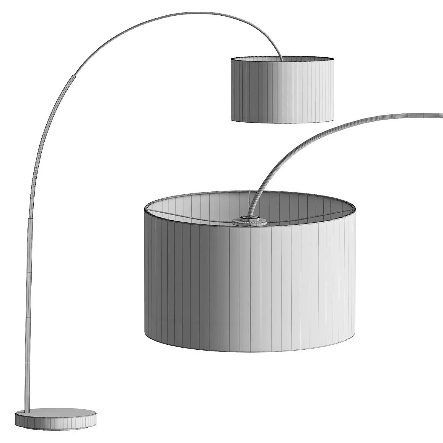 Overarching Linen Shade Floor Lamp 3D model_3