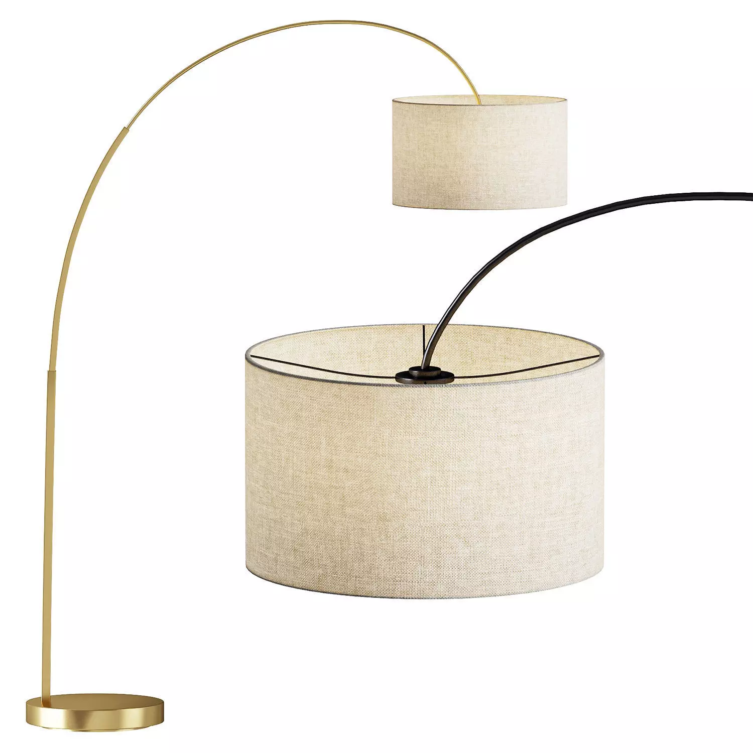 Overarching Linen Shade Floor Lamp 3D model_0