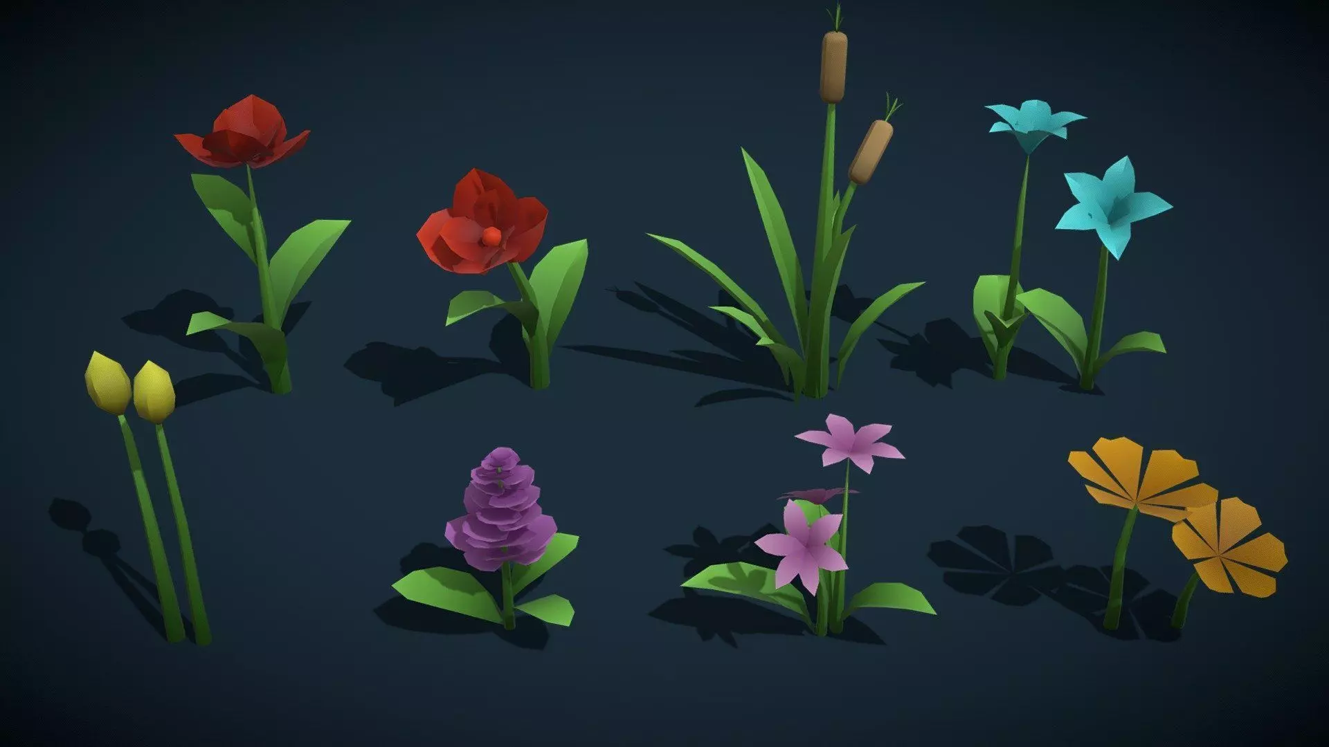 LowPoly Stylized Environment Nature Kit Tree Rock Plant Terrain Low-poly 3D model_5