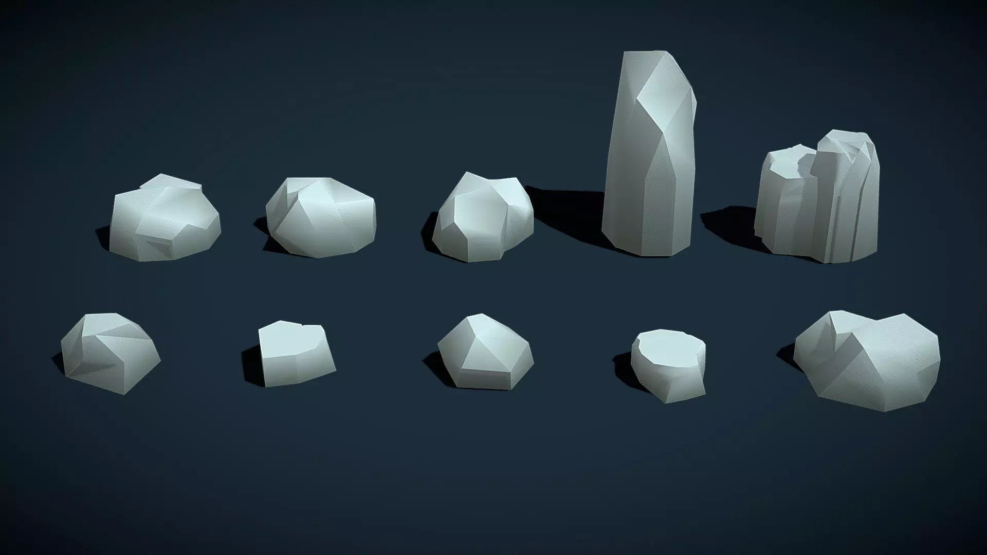 LowPoly Stylized Environment Nature Kit Tree Rock Plant Terrain Low-poly 3D model_7