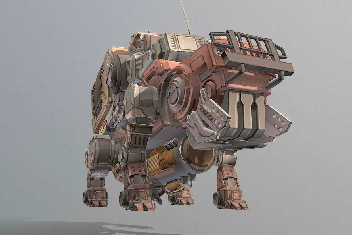 CYBORG Robotic BULLDOG Roaring Threat fbx png 3D model_2