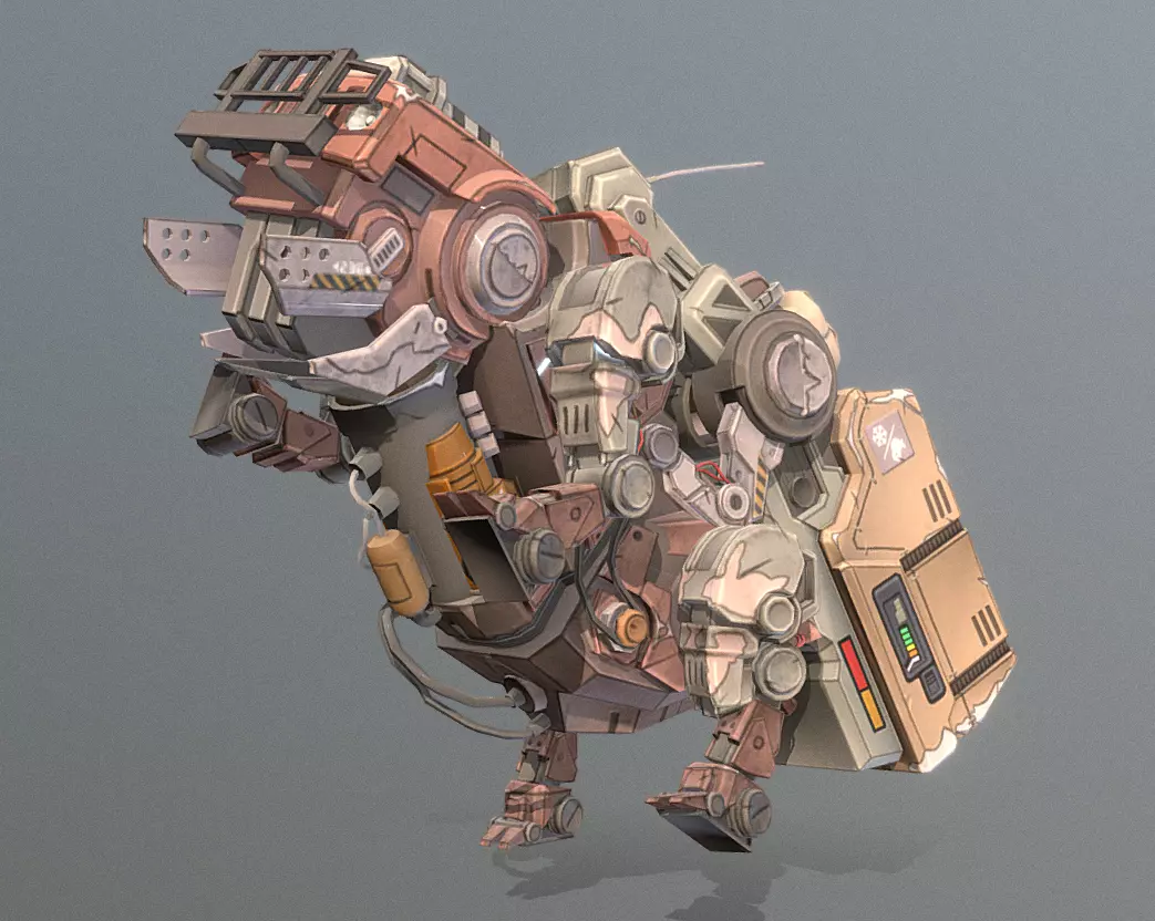 CYBORG Robotic BULLDOG Roaring Threat fbx png 3D model_0