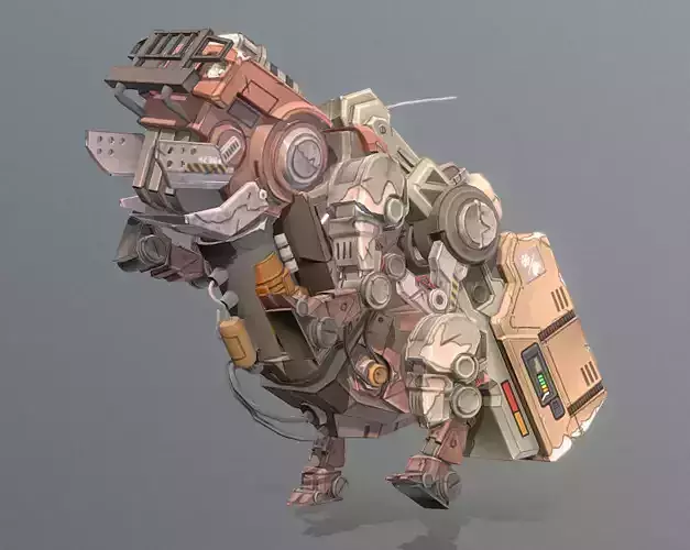 CYBORG Robotic BULLDOG Roaring Threat fbx png