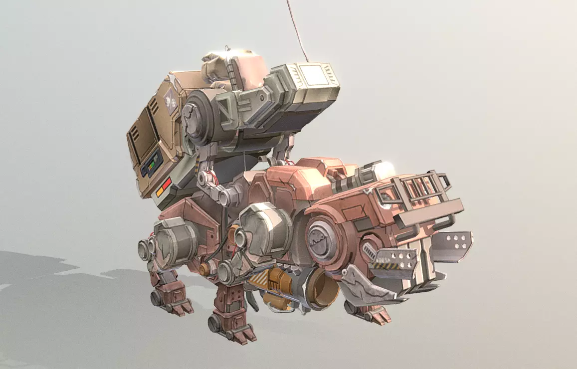 CYBORG Robotic BULLDOG Roaring Threat fbx png 3D model_1