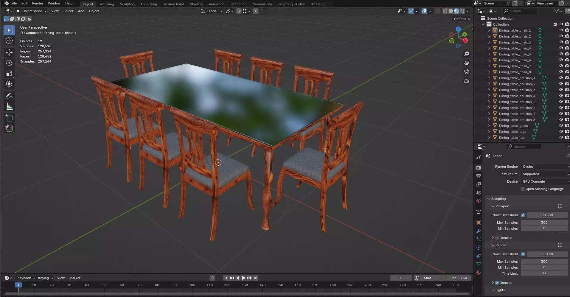 Dining set CG20 3D model_8