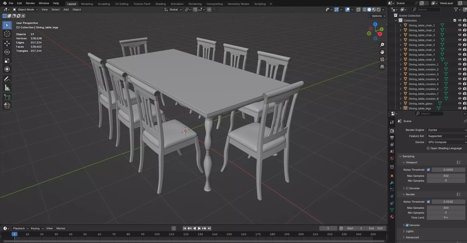 Dining set CG20 3D model_7