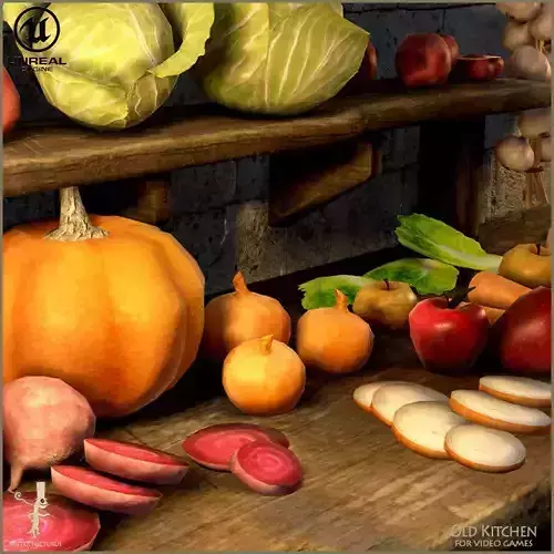 Medieval Fruits And Vegetables Low-poly 3D model