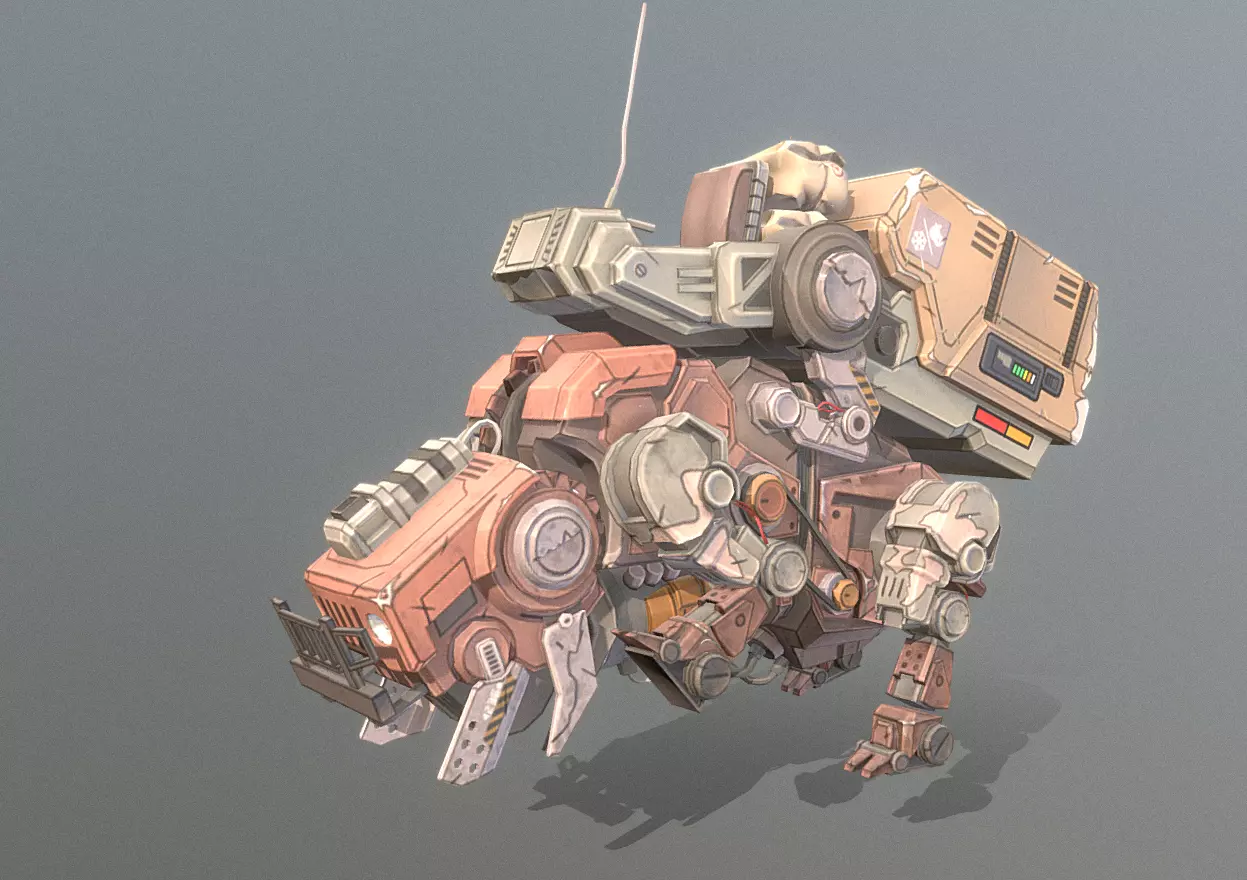 CYBORG Robotic BULLDOG Running fbx png 3D model_1