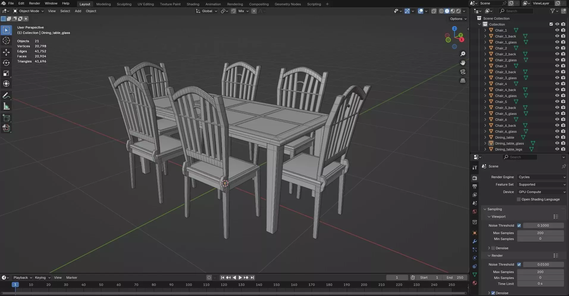 Dining set CG21 3D model_7
