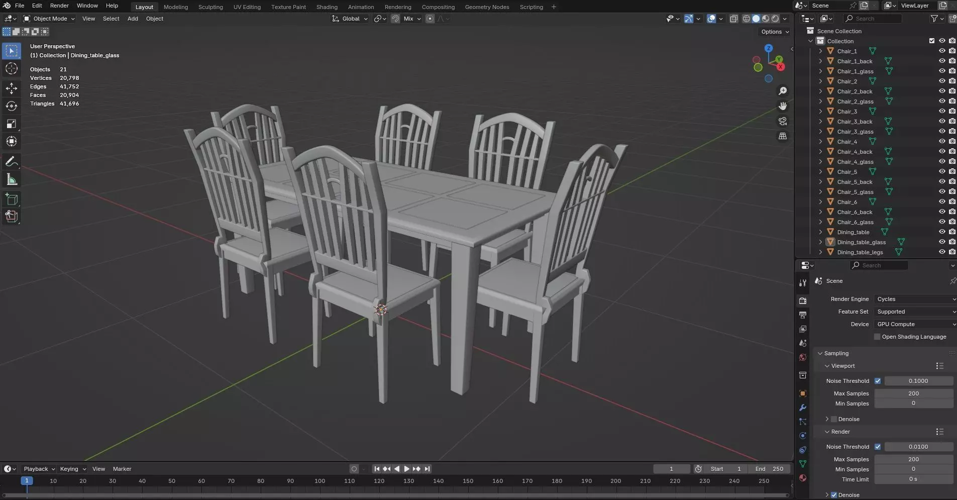 Dining set CG21 3D model_9