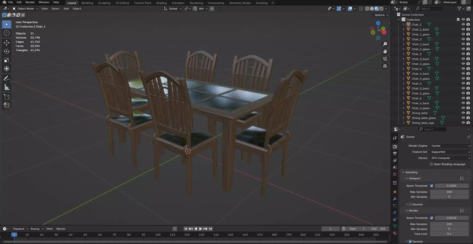 Dining set CG21 3D model_10