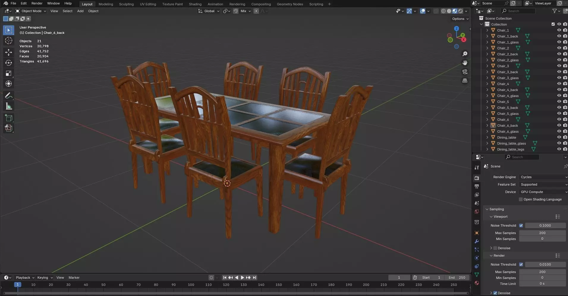 Dining set CG22 3D model_10