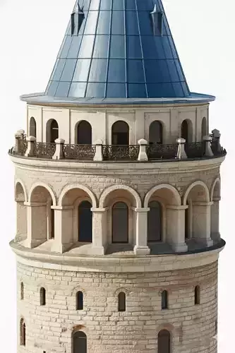 Galata Tower Landmark Low-poly 3D model 3