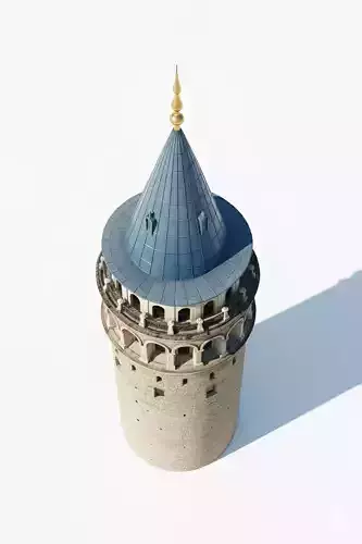 Galata Tower Landmark Low-poly 3D model 2