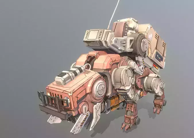 CYBORG Robotic BULLDOG Walk fbx png