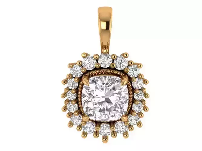 Square Cushion Diamond Pendant