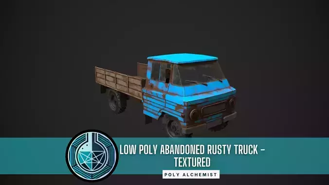 Low Poly Abandoned Rusty Truck - Textured 