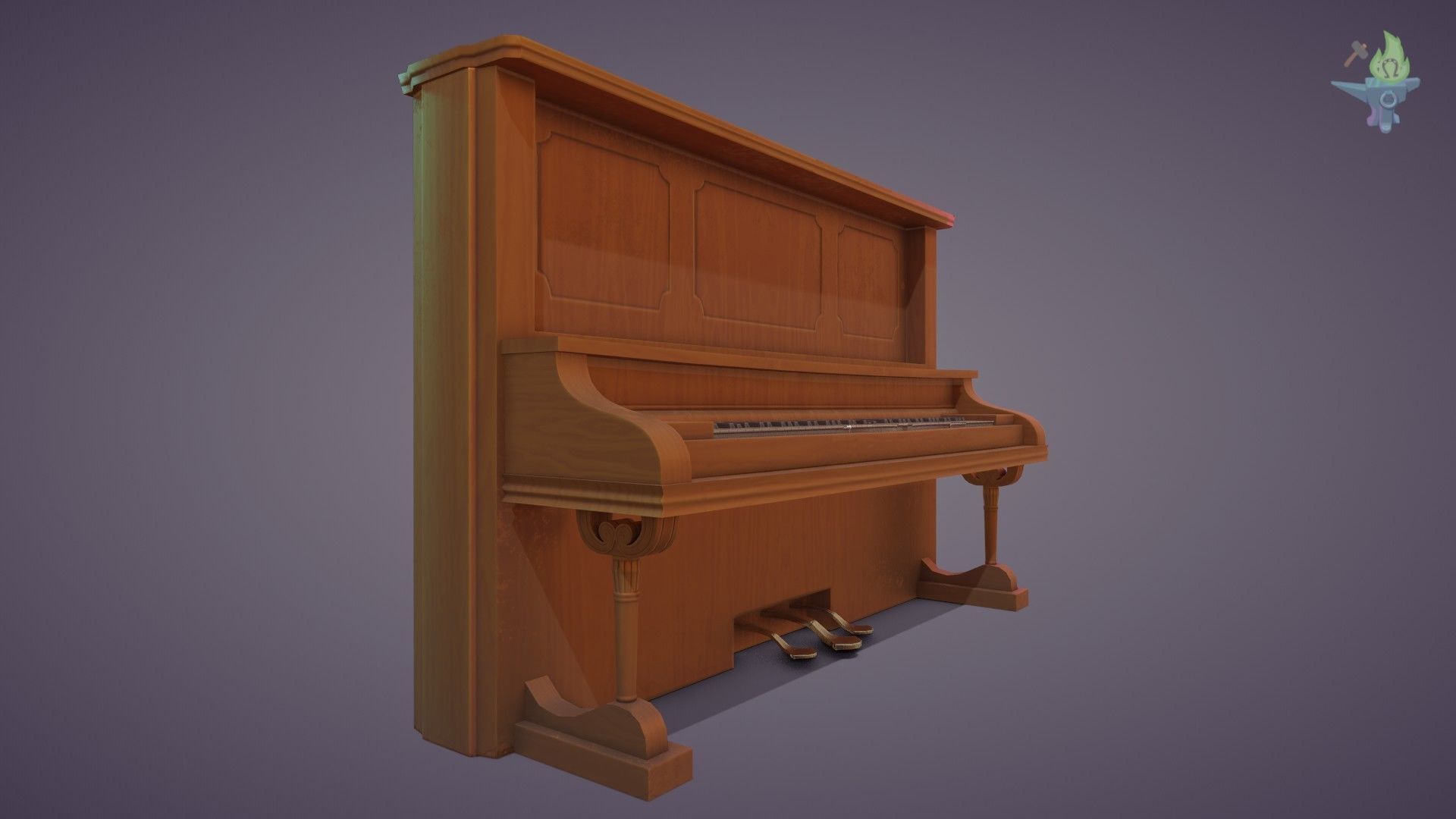 Game ready Piano for sims Low-poly 3D model_10